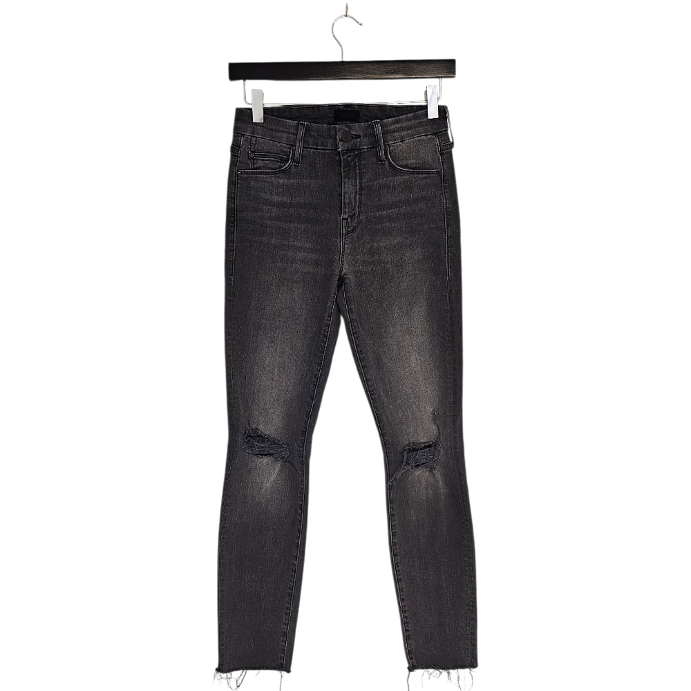 MOTHER The Looker Ankle Fray Skinny Distressed High Rise Grey Jeans 25 Preowned